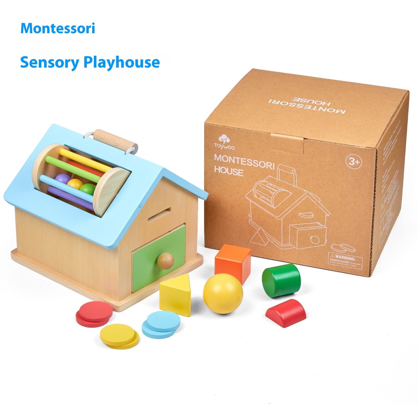 Montessori houten educatief huisje - sensorisch speelgoed voor kinderen - kleurrijk