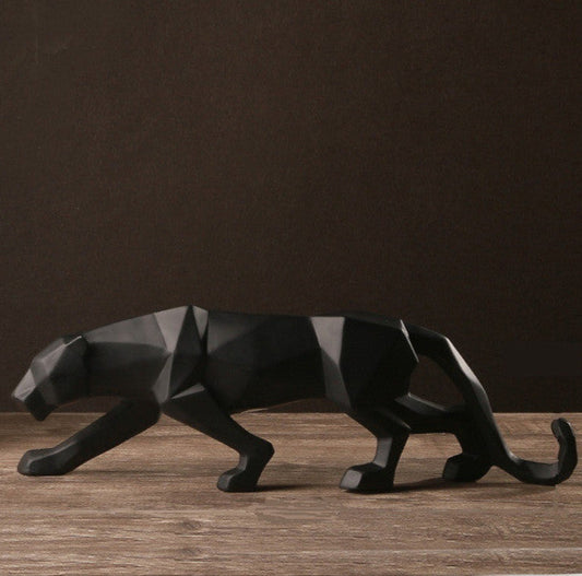 Moderne abstracte panter beeld - geometrisch design - resin sculptuur
