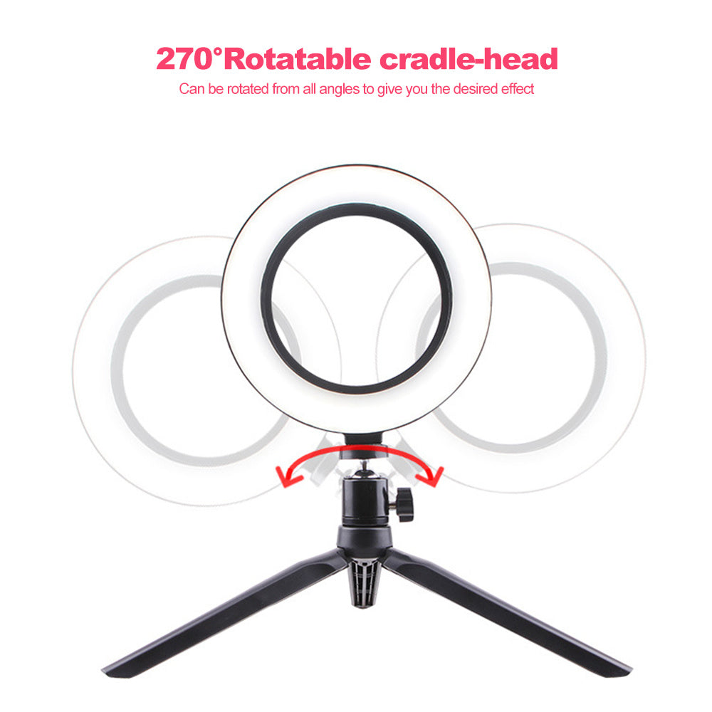 Selfie video ringlamp met statief en Bluetooth afstandsbediening – 26cm, LED - verstelbaar licht