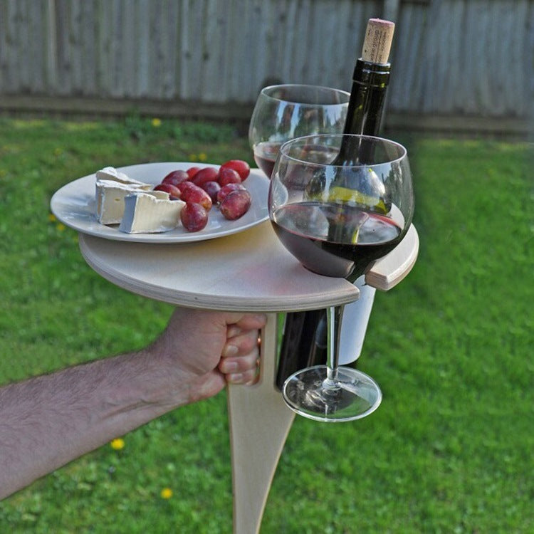 Opvouwbare houten wijnrek tafel voor buiten - ideaal voor picknick & tuin