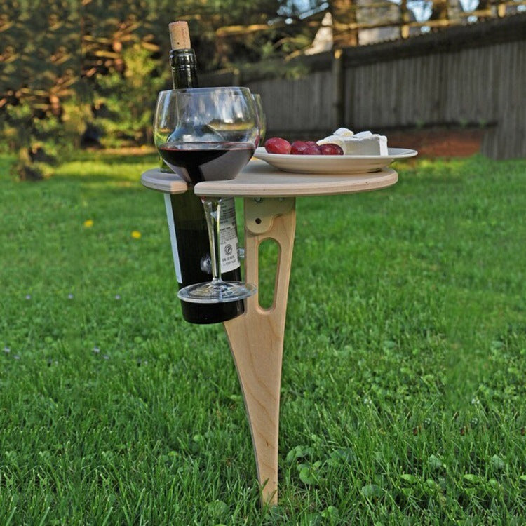 Opvouwbare houten wijnrek tafel voor buiten - ideaal voor picknick & tuin