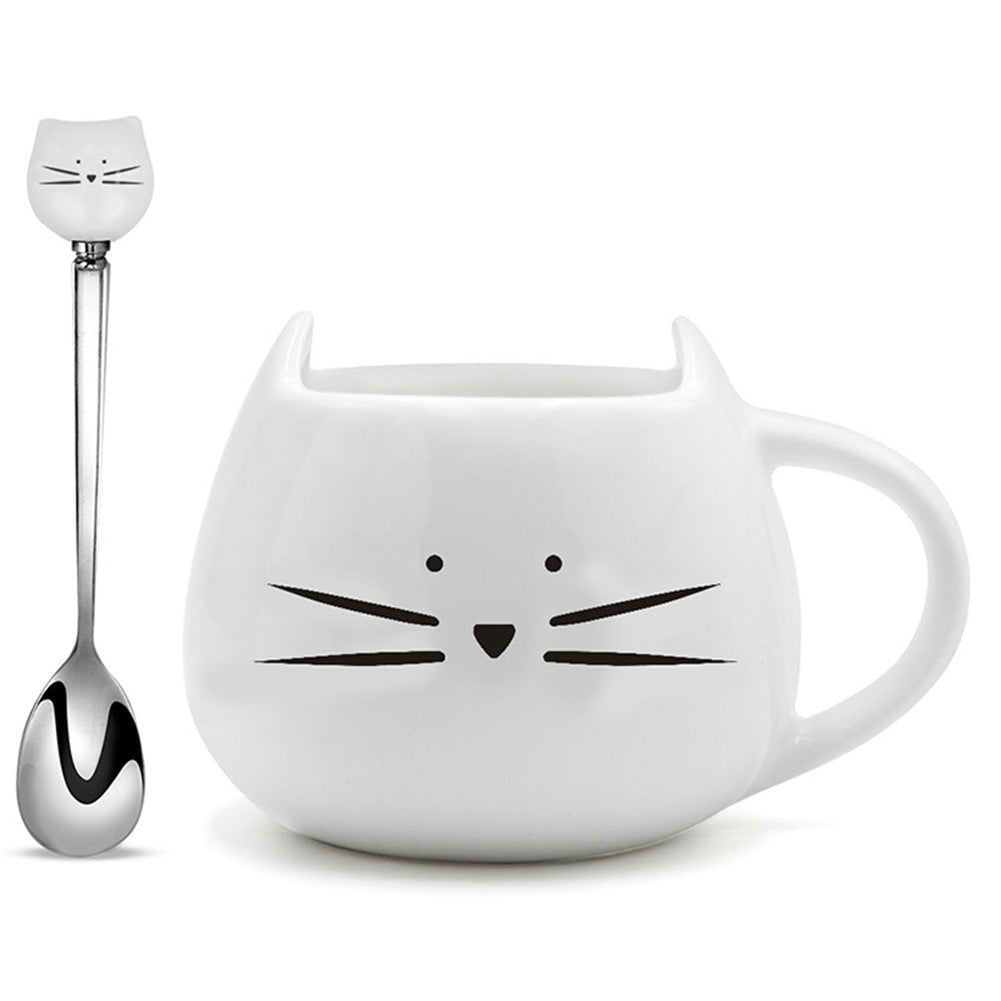 Kattenmok 400 ml met Lepel – Schattig Keramisch Ontwerp voor Koffie en Thee