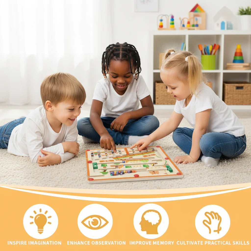 MagnaMaze – Montessoribord Kleuren & Cijfers Groen/Zandkleur
