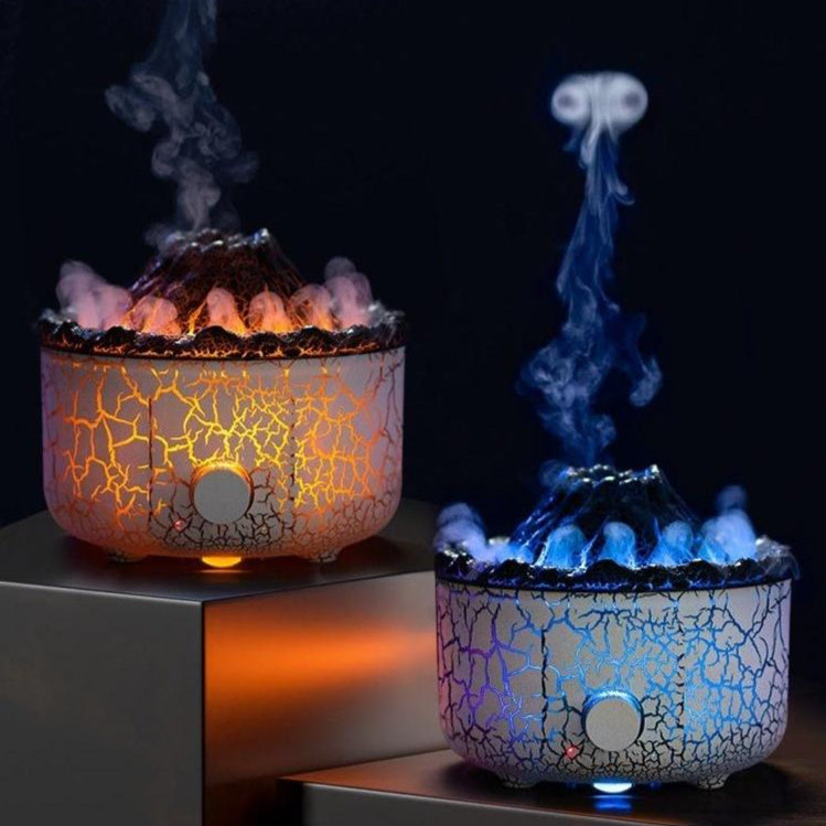 Vulkaan Luchtbevochtiger met LED Vlammen en Aromatherapie – Ultrastille Diffuser, 0.5L