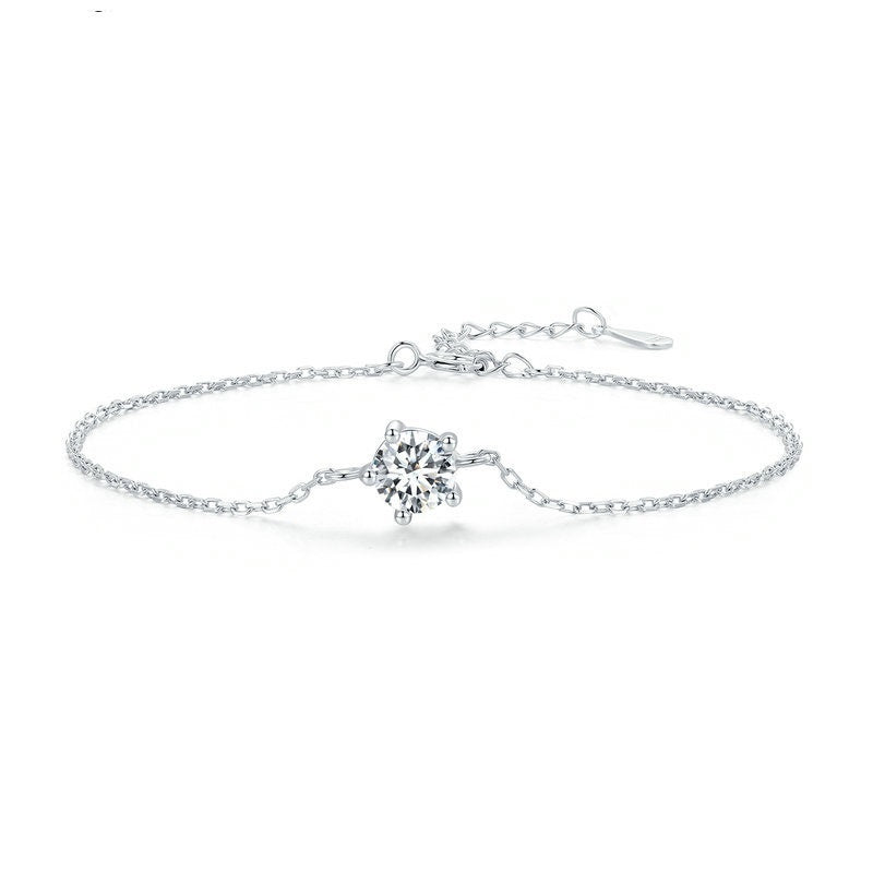 Dames Armband Zilver 925 met Moissaniet - Luxe Klauwzetting - Elegant Design