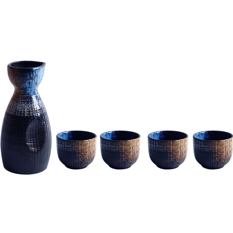 Japanse Sake Set van Keramiek – Traditionele Karaf met 4 Sake Bekers