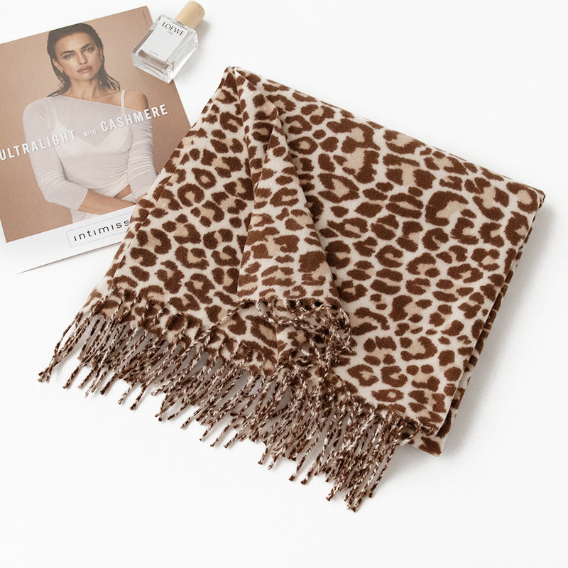 Dames sjaal met luipaardprint – Warm polyester – Retro Europees design