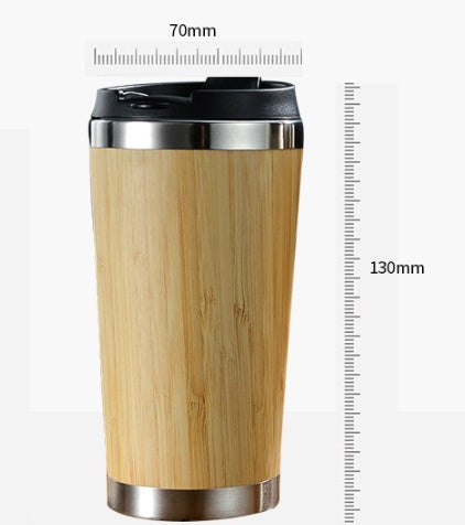 Bamboe koffiebeker - 450ml - Dubbelwandig - Lekvrij deksel