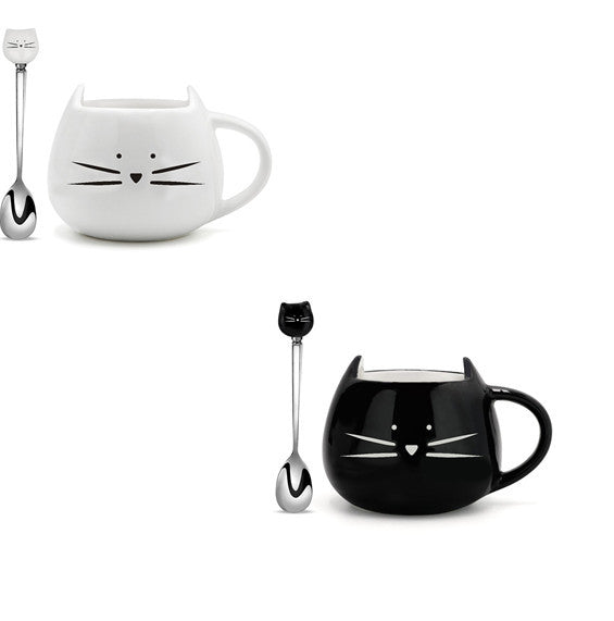 Kattenmok 400 ml met Lepel – Schattig Keramisch Ontwerp voor Koffie en Thee