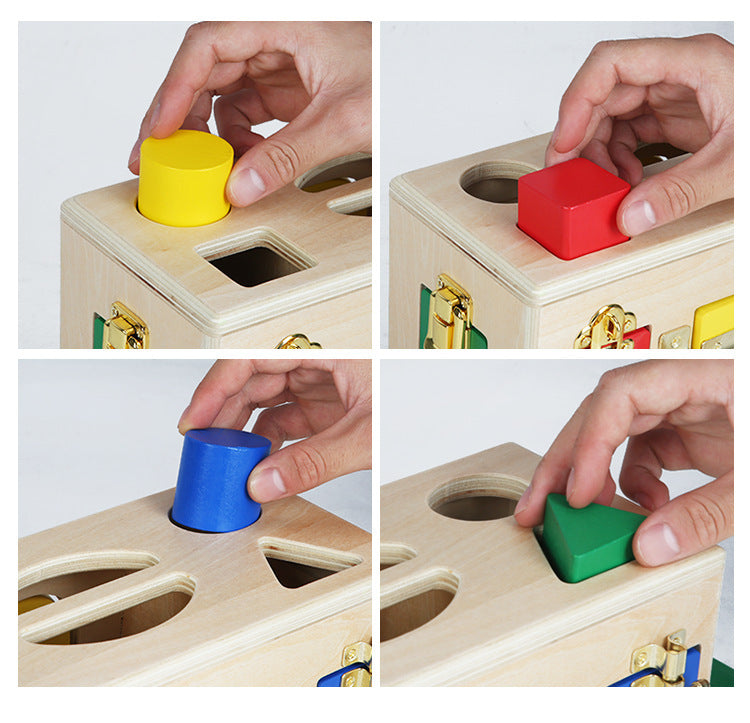 Educatieve houten vormenstoof met sloten - Kleurrijk speelgoed voor kinderen