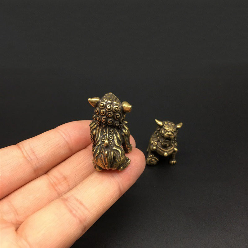 Vintage Messing Leeuwen Paar - Foo Dogs - Decoratief Beeldje - Handgegoten Ornament