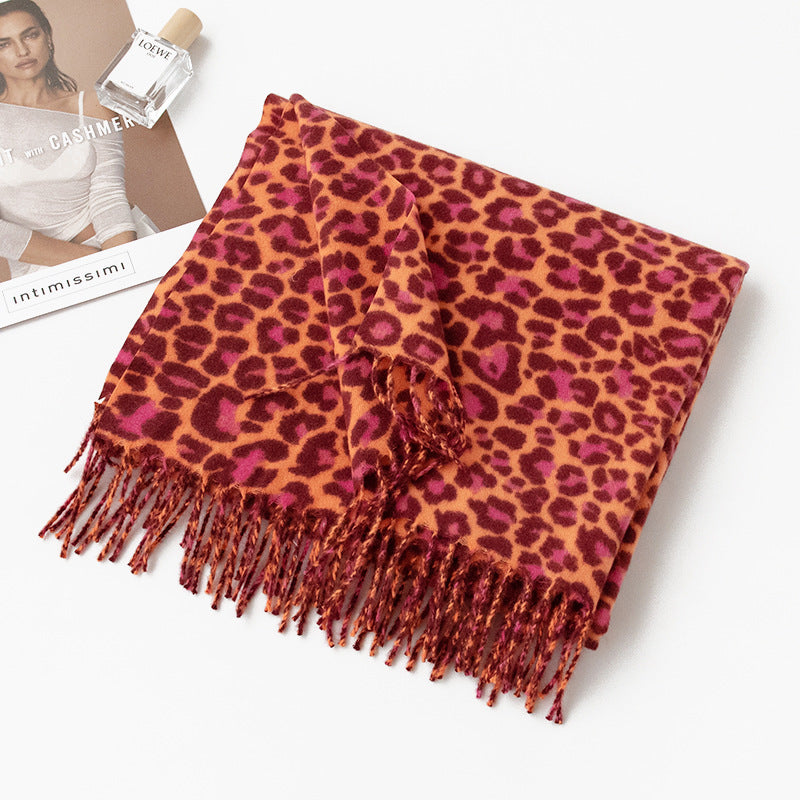 Dames sjaal met luipaardprint – Warm polyester – Retro Europees design