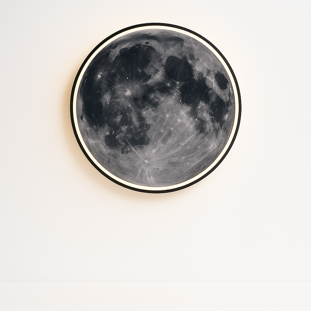 Moderne LED Maan Wandlamp - Minimalistisch Design - Dimbaar - Zwart Metaal