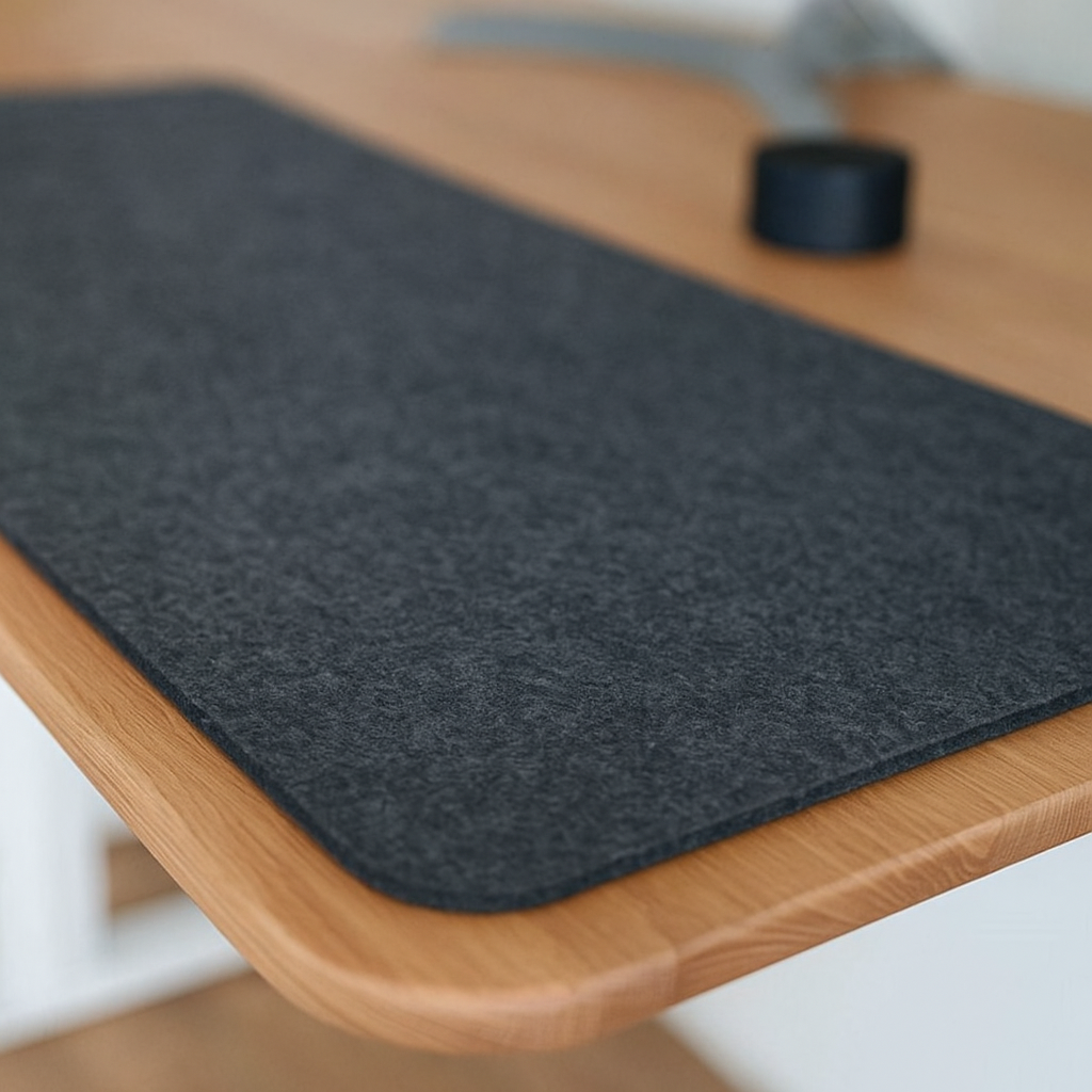 Handige antislip bureaumat vilt 80x40cm - donkergrijs/lichtgrijs