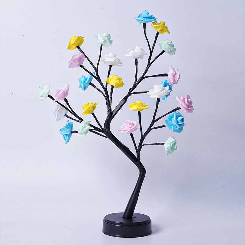 Tafellamp Bloemenboom Rozen LED USB - Sfeerverlichting Decoratie - Kleurrijk