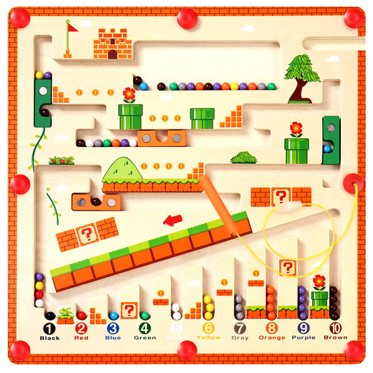 Magnetic Color and Number Maze Montessori Wooden Color Matching Toys Toddlers Wooden Puzzle Activity Board Learning Educational