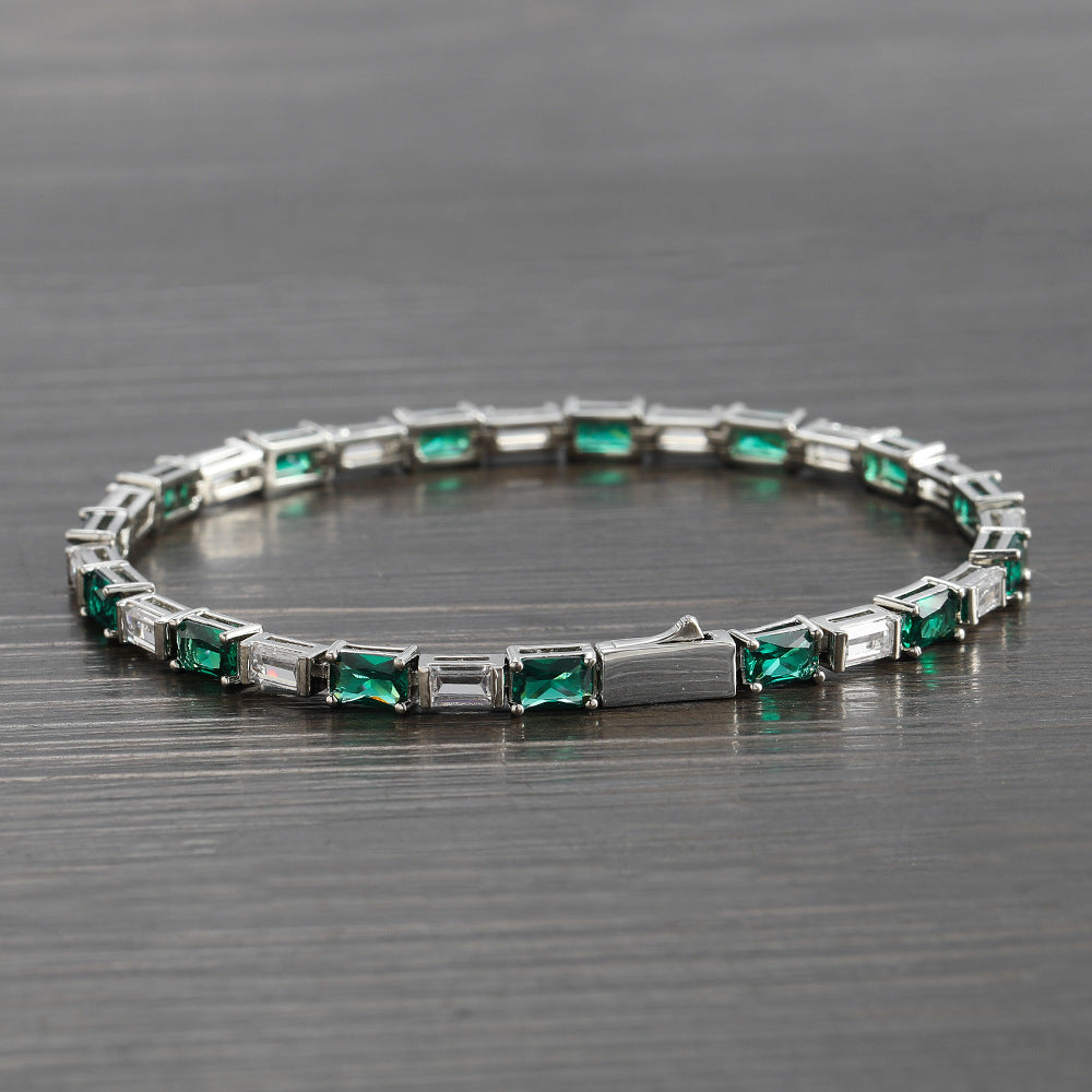 Dames Armband Rechthoekige Zirkonia Groen Geometrisch Design 18-20cm