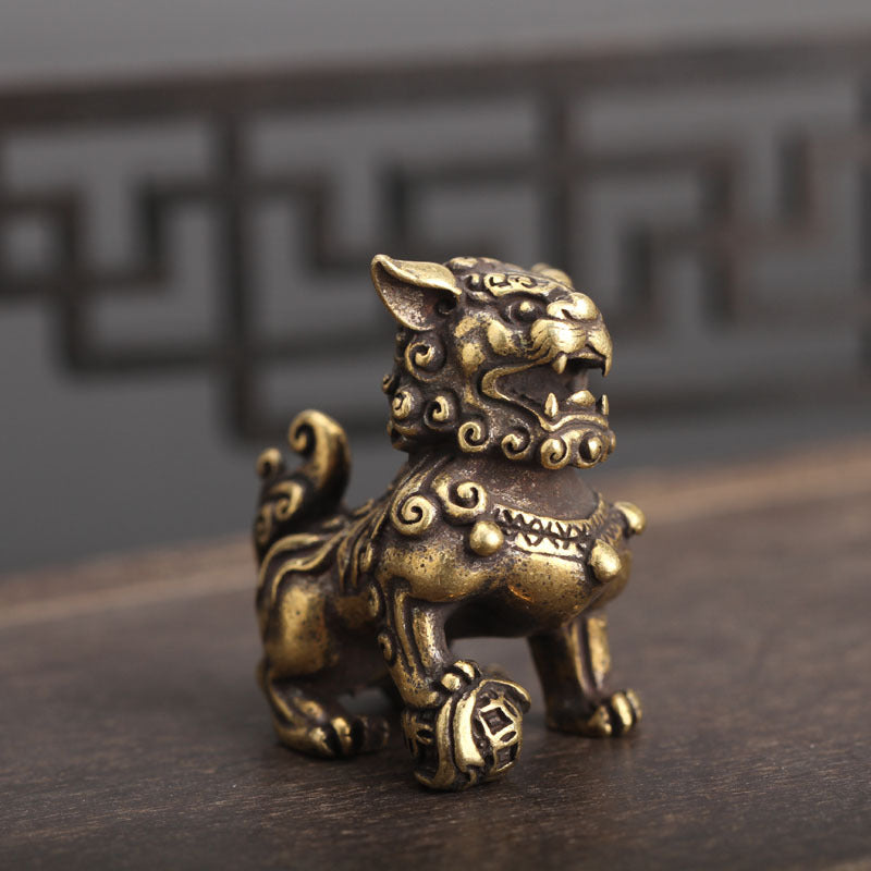 Vintage Messing Leeuwen Paar - Foo Dogs - Decoratief Beeldje - Handgegoten Ornament