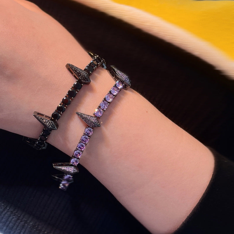 Puntige Armband met Volledig Strass – Punk Stijl - Zirkonia