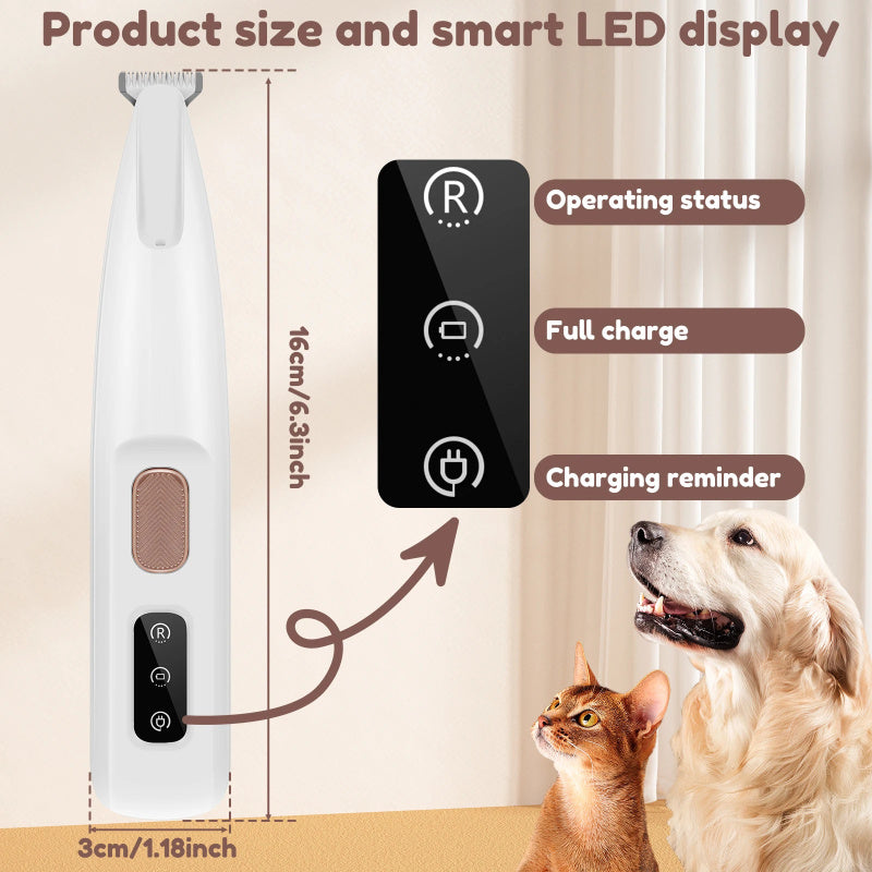 Waterdichte Honden- en Kattentrimmer met LED-licht en Breed RVS mes