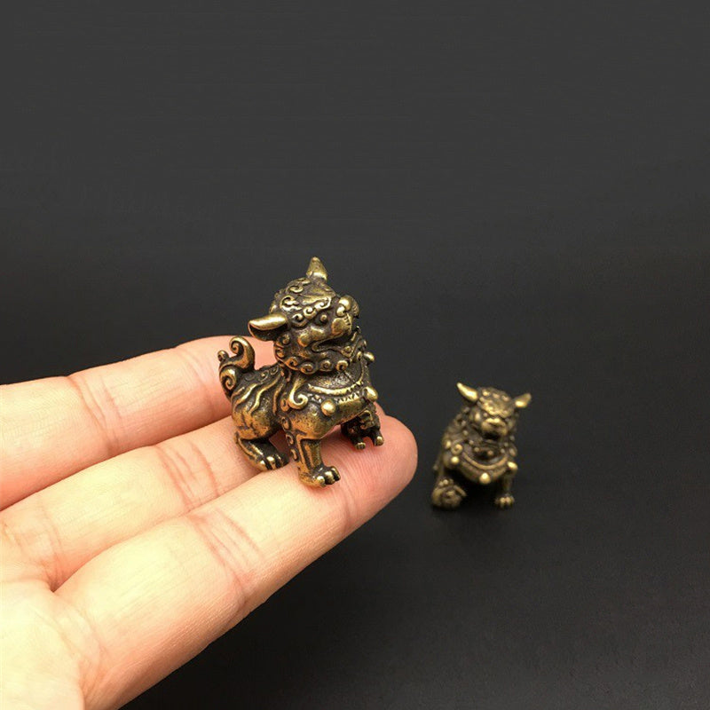 Vintage Messing Leeuwen Paar - Foo Dogs - Decoratief Beeldje - Handgegoten Ornament