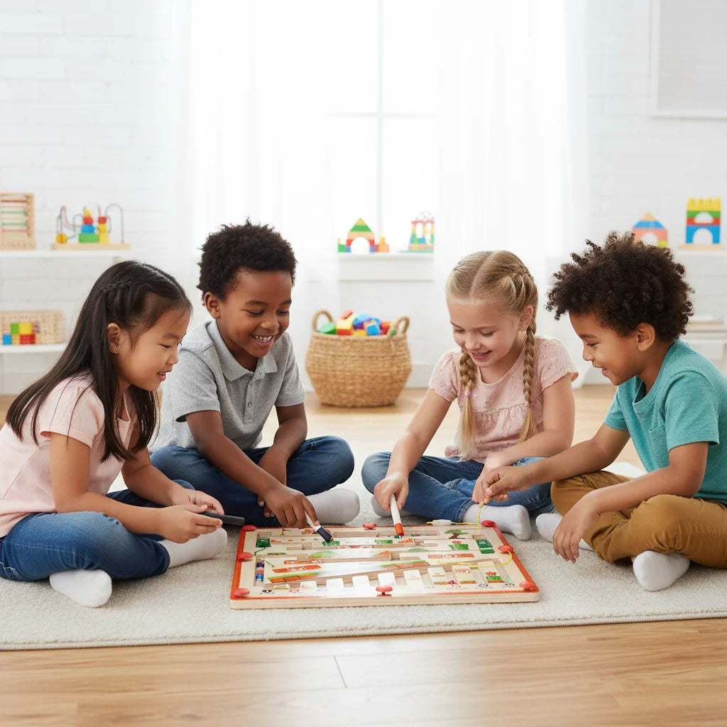 MagnaMaze – Montessoribord Kleuren & Cijfers Groen/Zandkleur