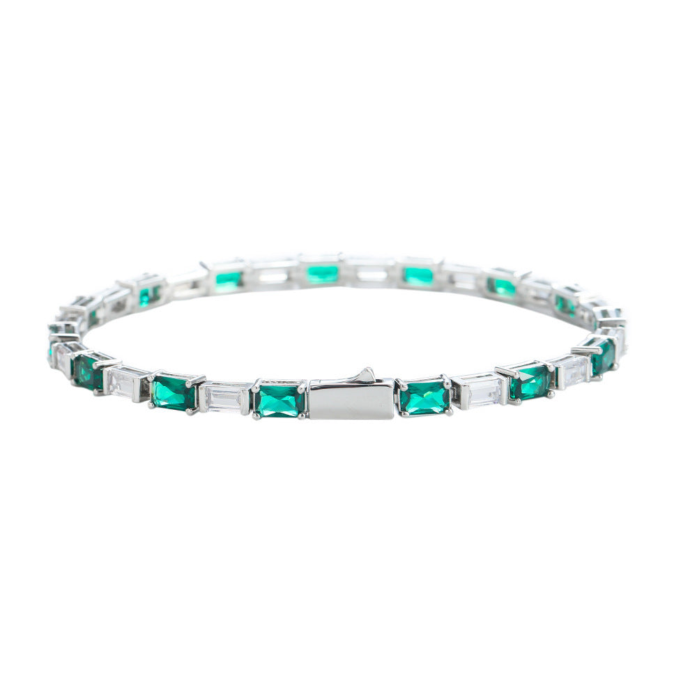 Dames Armband Rechthoekige Zirkonia Groen Geometrisch Design 18-20cm