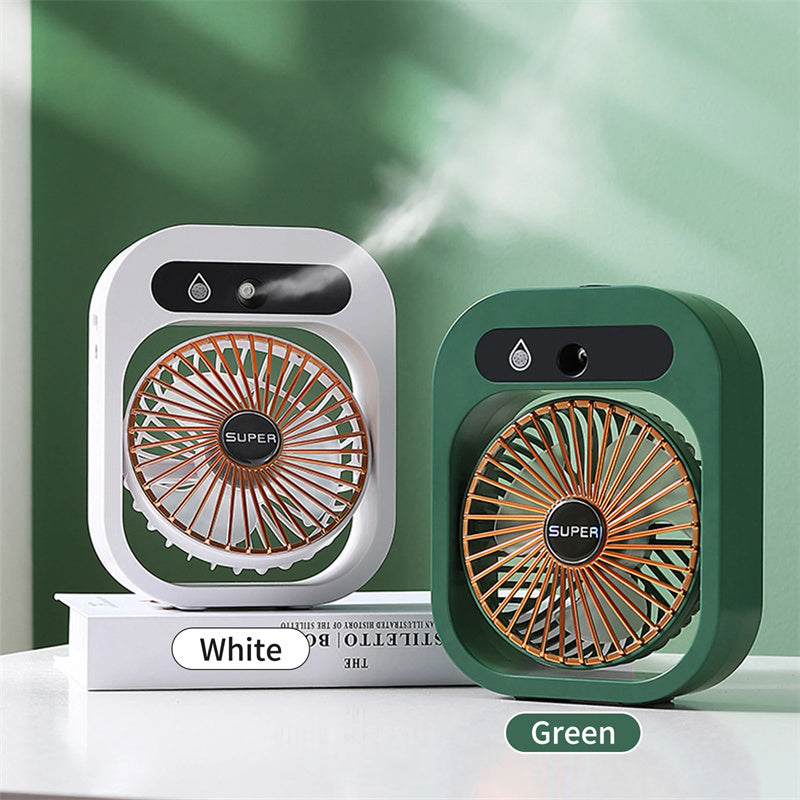 Draagbare USB Airco Ventilator met Nevel – 3 Snelheden, Oplaadbaar, Luchtbevochtiger