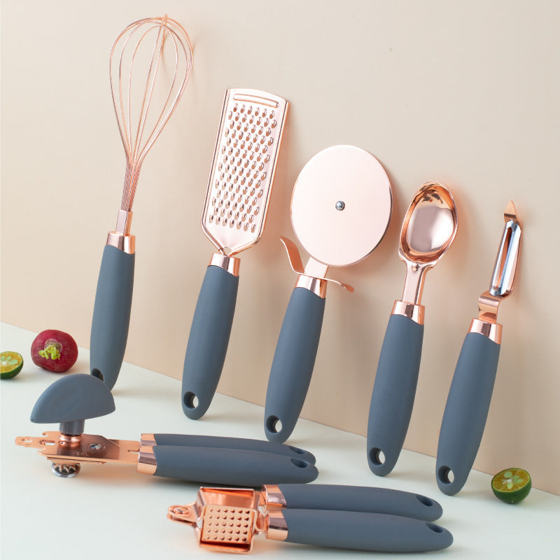 Keukengerei Set 7-delig – RVS & Koper – Antislip Handvat – Elegant Design
