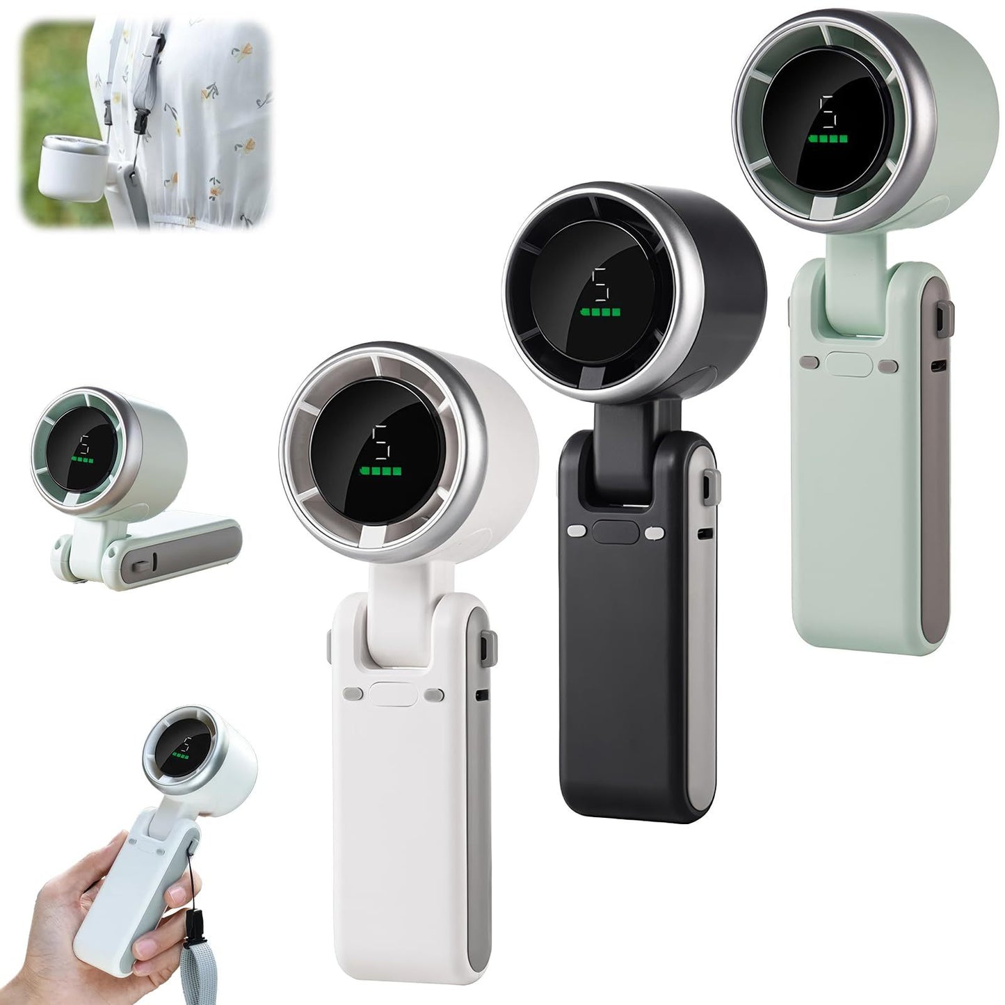 Draagbare Opvouwbare Mini Ventilator – 180° Kantelbaar, Krachtige Turbo, USB-C, Stil