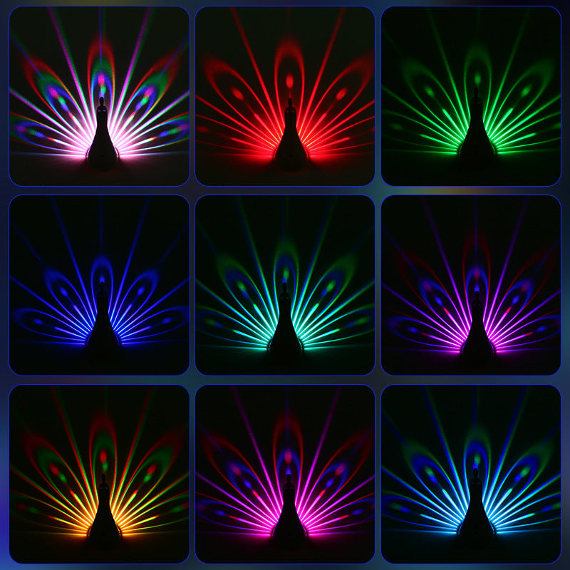 Pauwen Wandlamp – Kleurrijke 3D Nachtlamp met Afstandsbediening en Timer