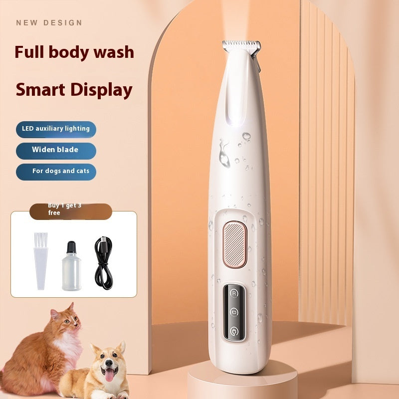 Waterdichte Honden- en Kattentrimmer met LED-licht en Breed RVS mes