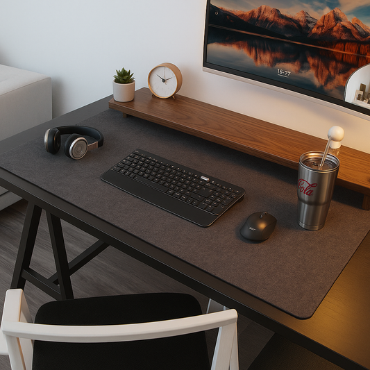 DeskEase Antislip Desk Mat 80x40cm Donkergrijs/Lichtgrijs – Minimalistische vilt bureaumat