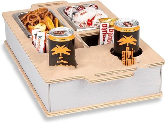 Houten Sofa Butler Snack- en Drankhouder – Natuurlijke Organizer 42x27cm