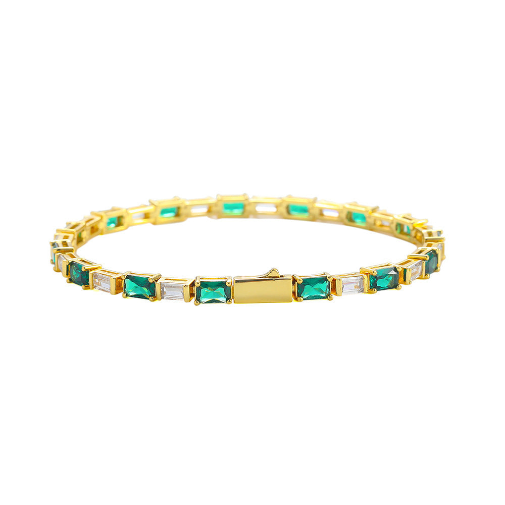 Dames Armband Rechthoekige Zirkonia Groen Geometrisch Design 18-20cm