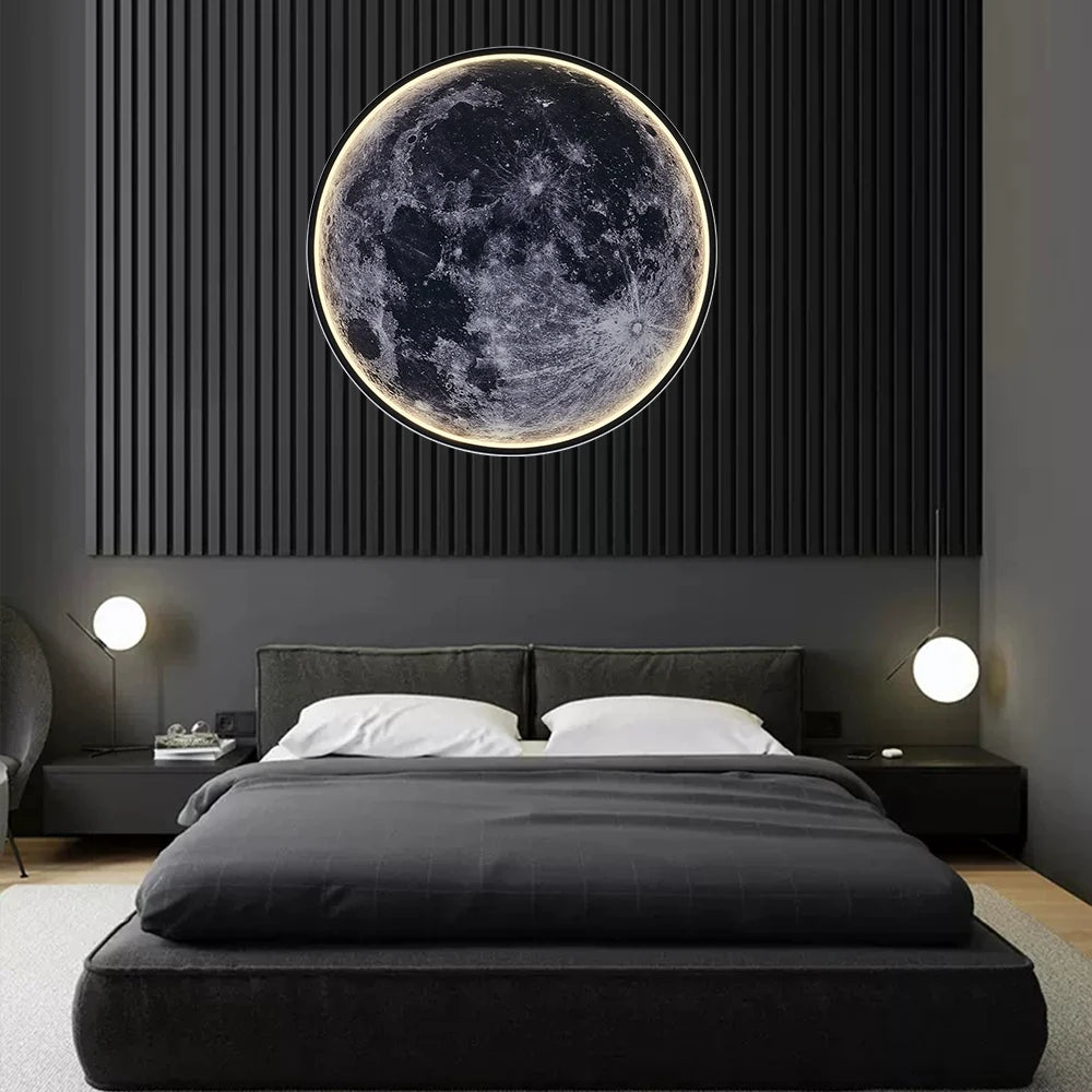 Moderne LED Maan Wandlamp - Minimalistisch Design - Dimbaar - Zwart Metaal