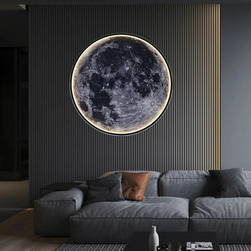 Moderne LED Maan Wandlamp - Minimalistisch Design - Dimbaar - Zwart Metaal
