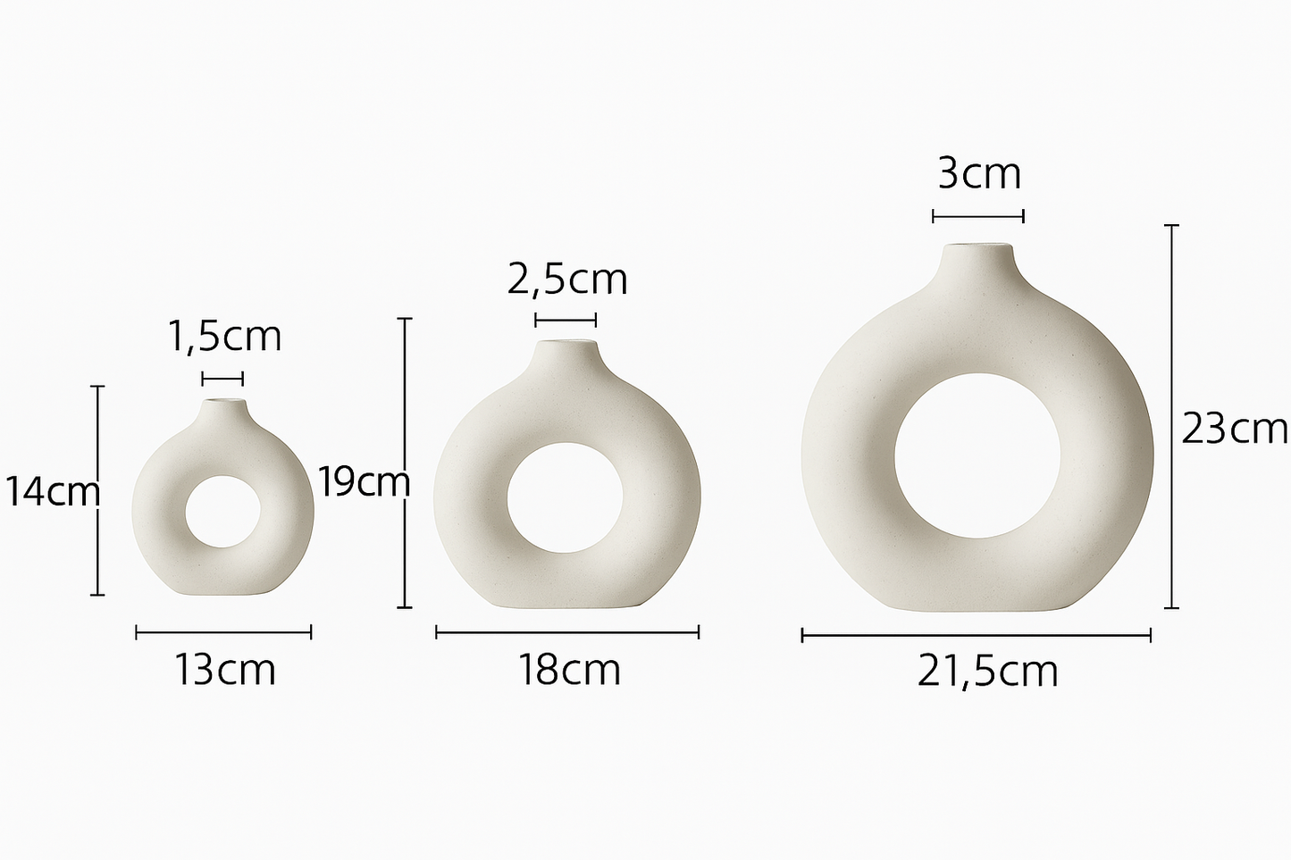 Nordic witte cirkel vaas van keramiek - Moderne bloemenvaas voor woonkamer