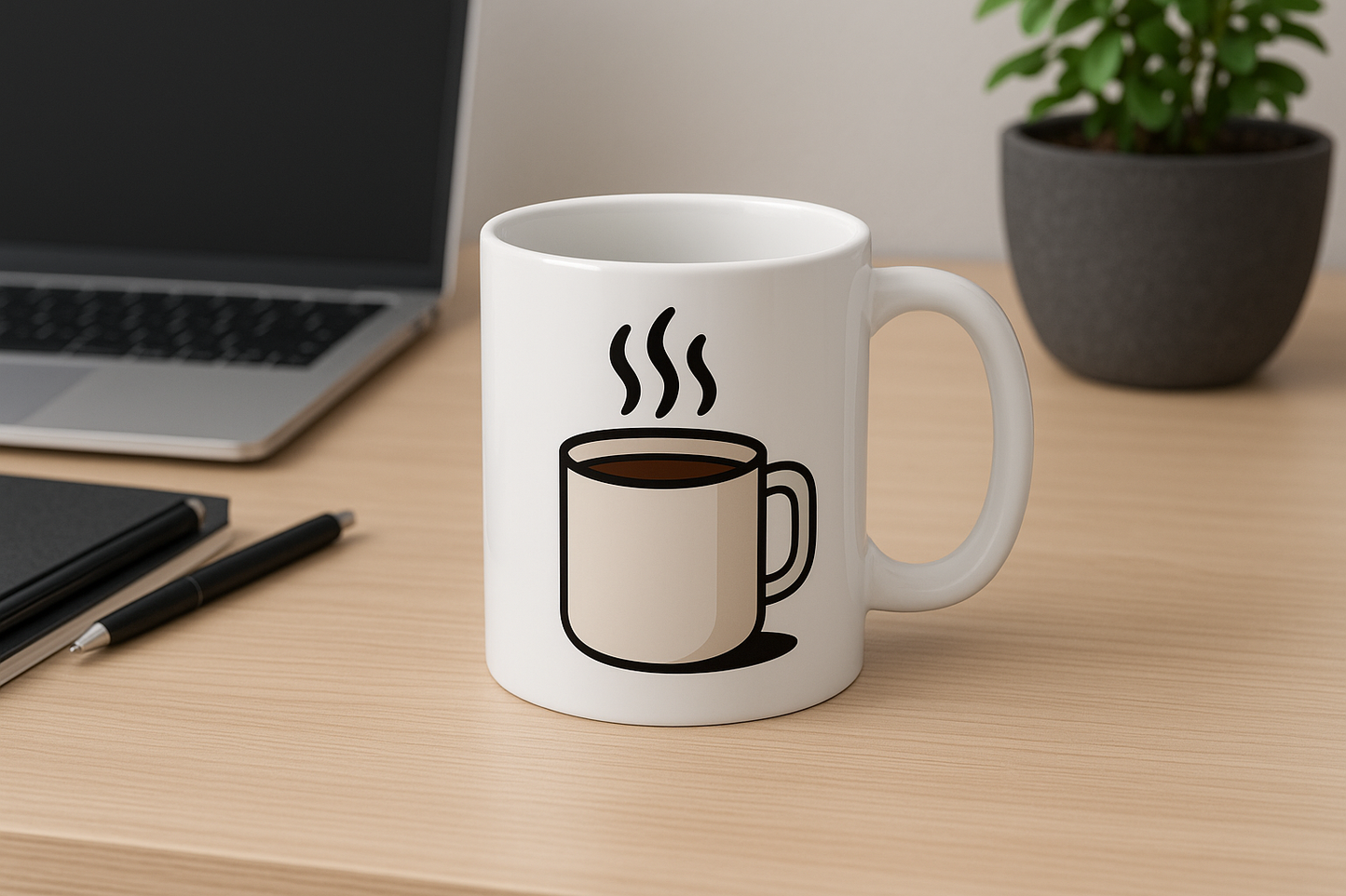 Witte Keramische Koffiemok met Illustratie – 330 ml