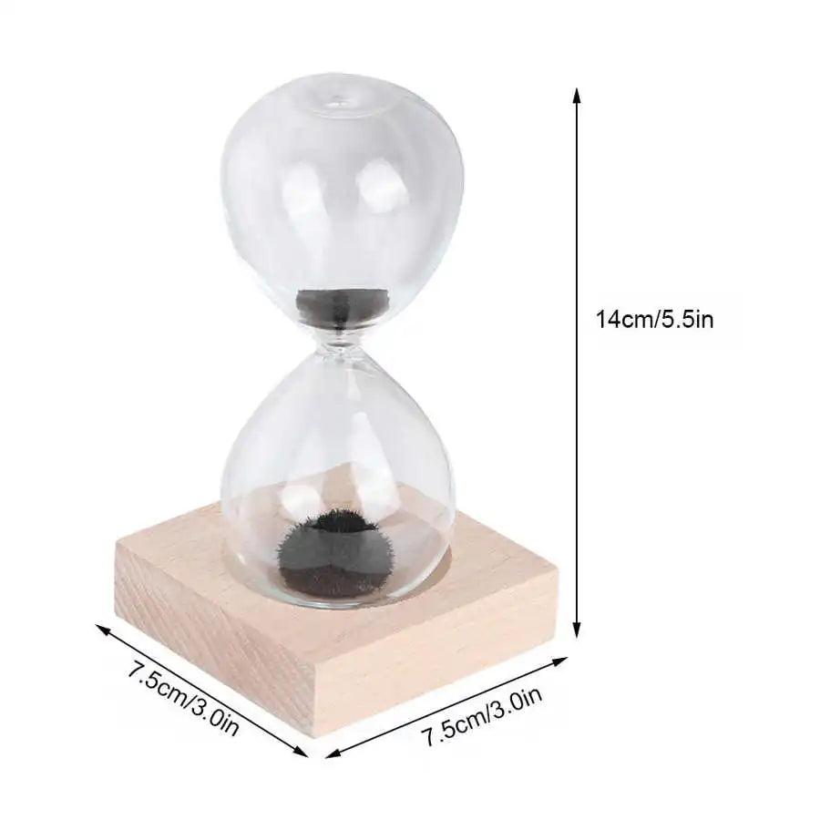 Magnetische Glazen Zandloper met Basis voor op het Bureau – Decoratief Ornament