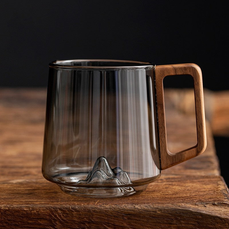Design Beker van Borosilicaatglas met Houten Handvat - 400 ml Mok - Modern en Stijlvol