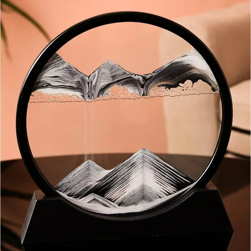 3D Bewegend Zandkunst Schilderij Rond Glas Zandlandschap Uurglas Decoratie