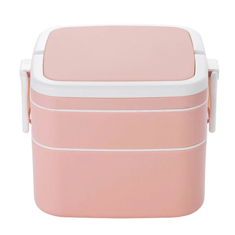 1000ml Draagbare 2-laagse Gezonde Lunchbox voor Magnetron met Bestek