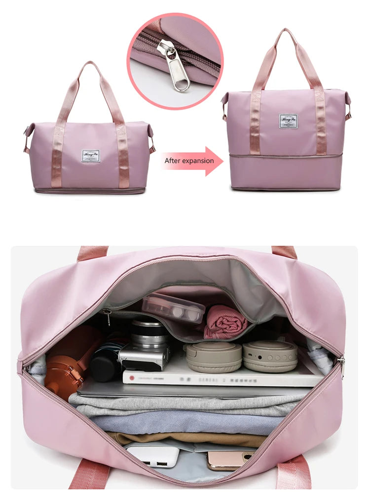 Waterdichte Reistas voor Dames – Grote Nylon Sport- Gymtas met Rits