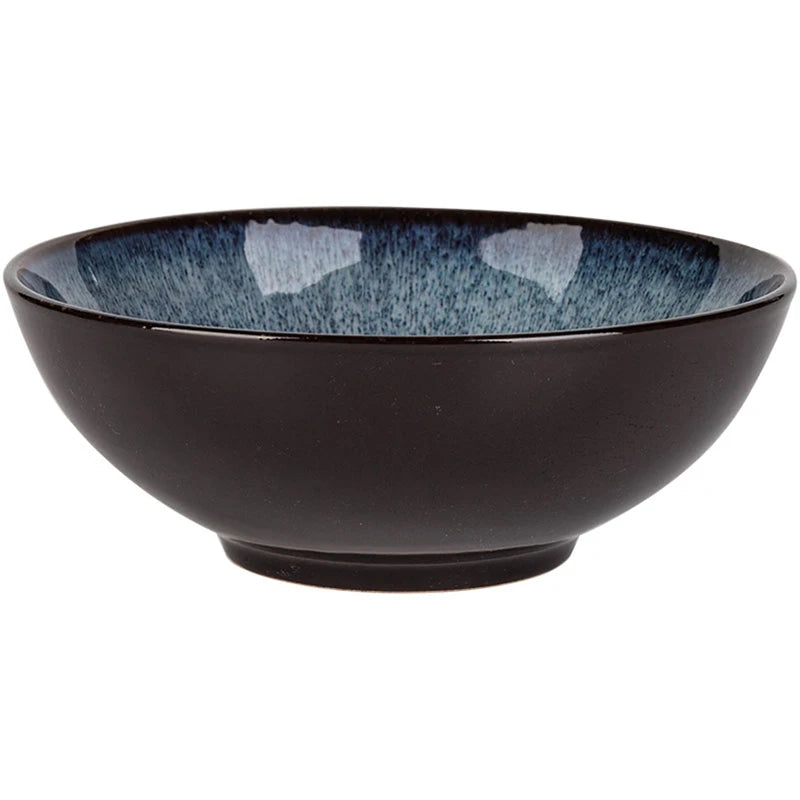 Japanse Keramische Ramen Kom - Retro Blauw Onderglazuur - Grote Soep en Salade Kom