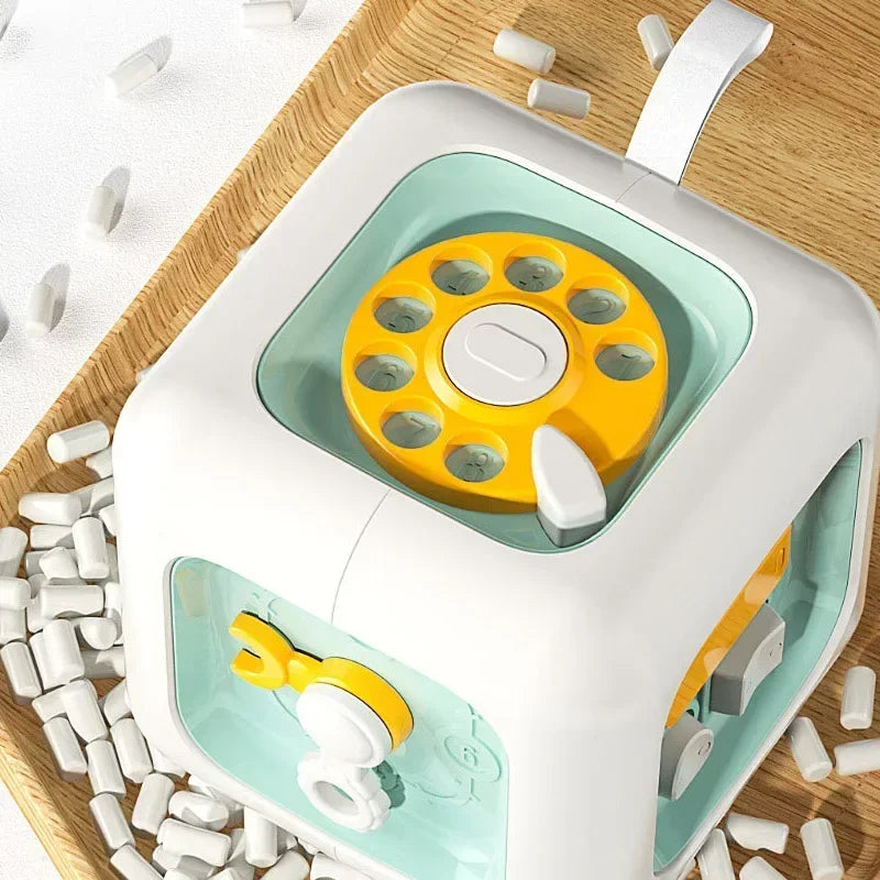 6-in-1 Montessori Sensorisch Busy Board Educatief Speelgoed Kubus voor Kinderen