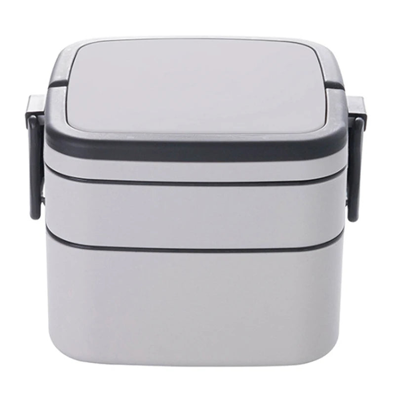 1000ml Draagbare 2-laagse Gezonde Lunchbox voor Magnetron met Bestek