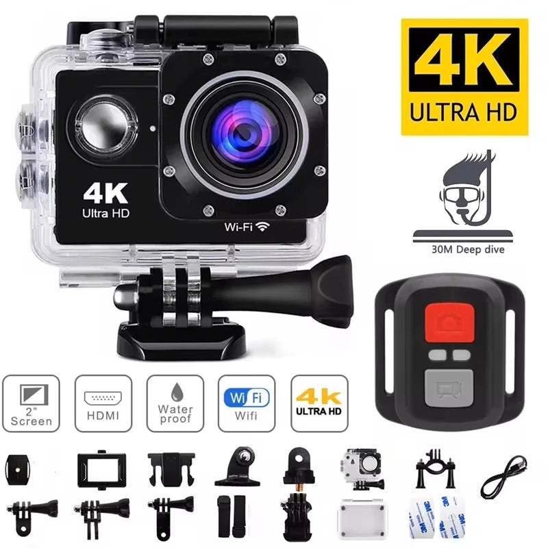 4K Actiecamera Waterdicht met WiFi en Afstandsbediening