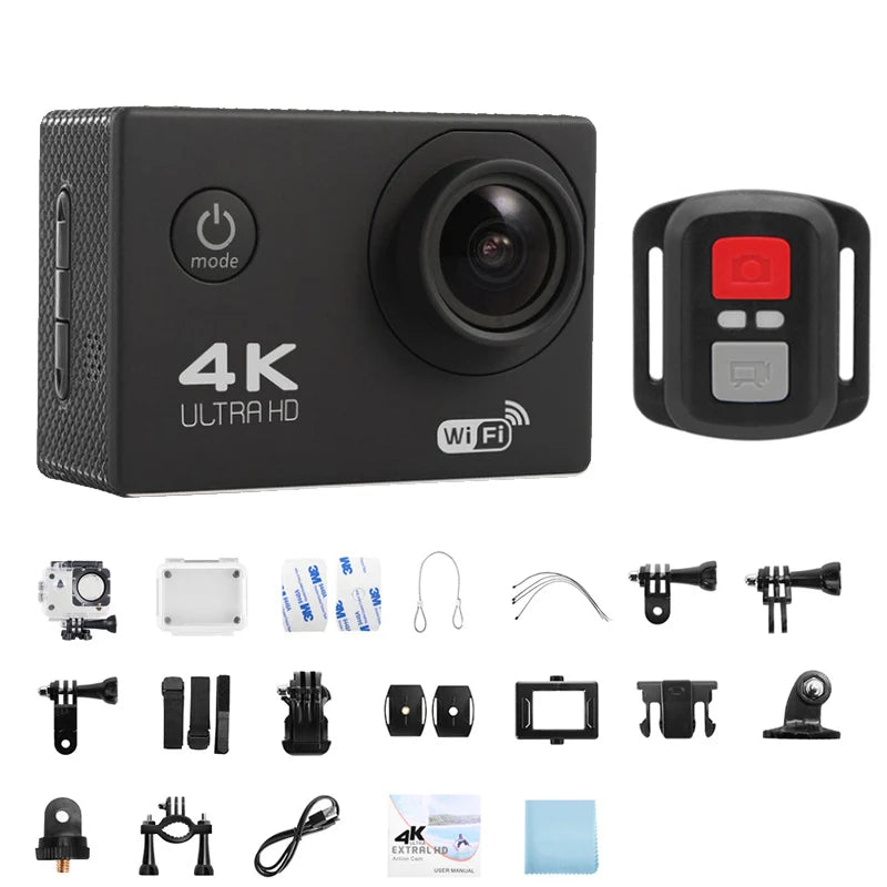 4K Actiecamera Waterdicht met WiFi en Afstandsbediening