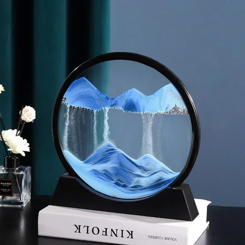 3D Bewegend Zandkunst Schilderij Rond Glas Zandlandschap Uurglas Decoratie
